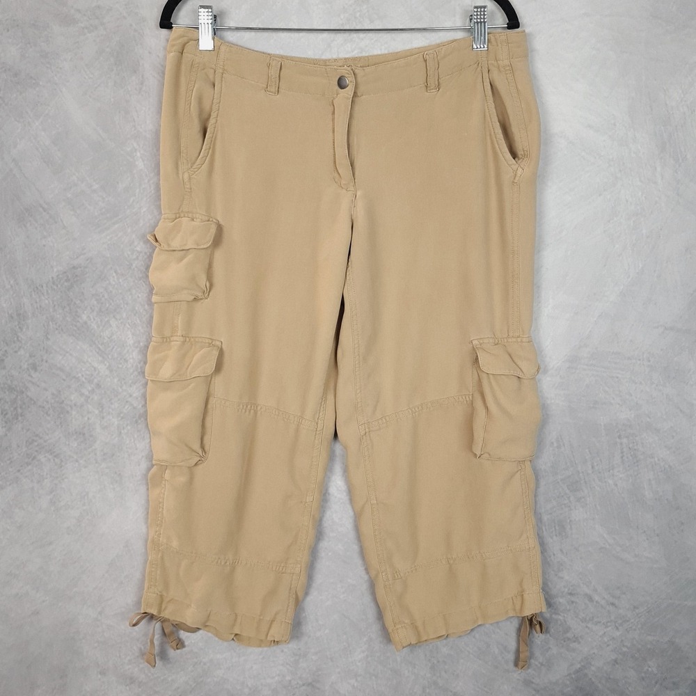 Vintage Y2K Da-Nang Cargo Pants Womens Medium Beige Cropped Drawstring Capri